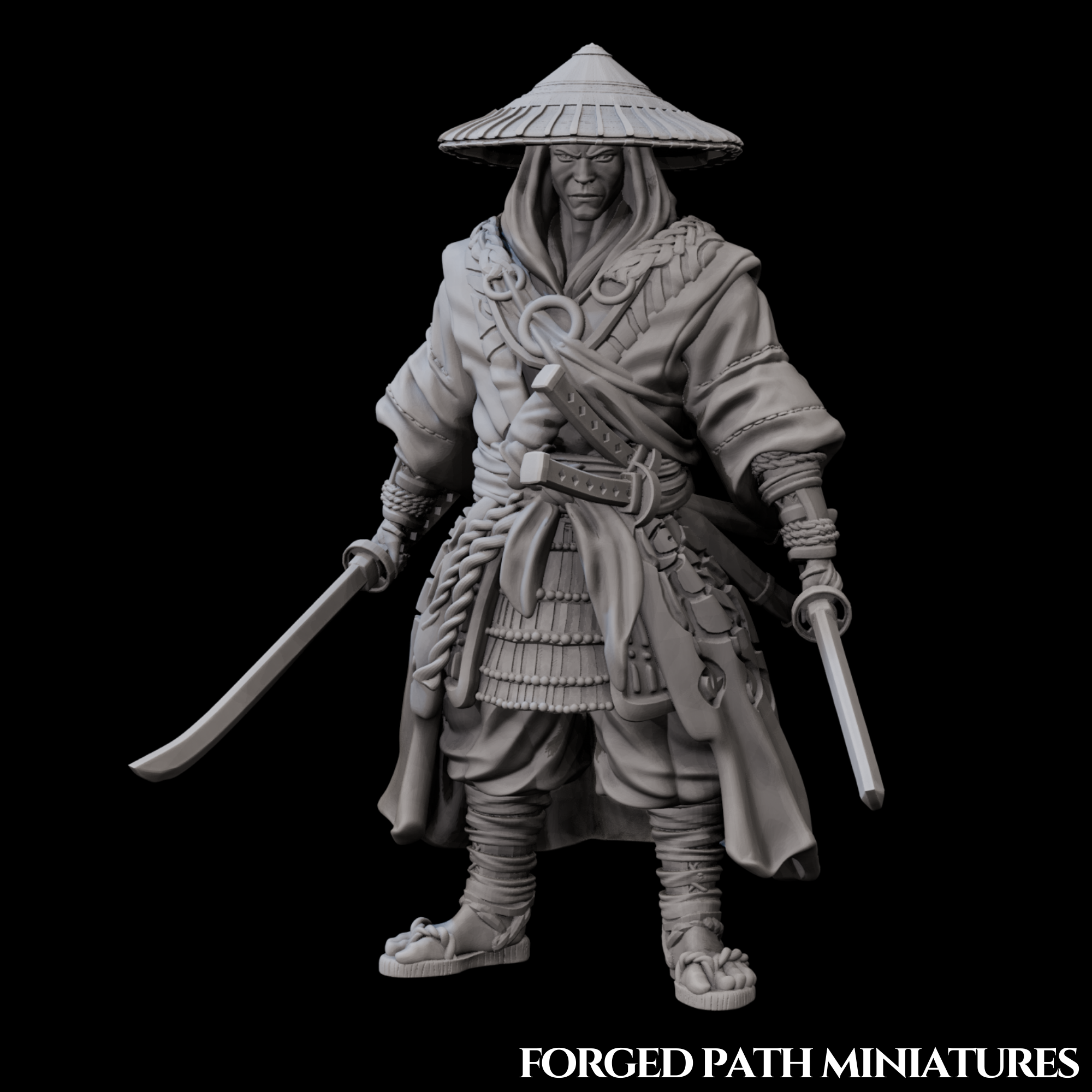 Japanese Ronin Champion – Dual-Wielding Samurai Hero | Bushido STL Miniature